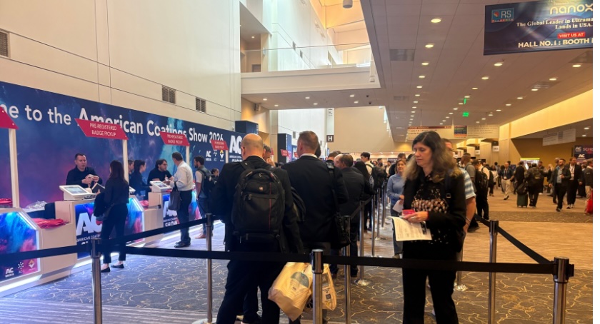 Attendees register for the 2026 American Coatings Show.